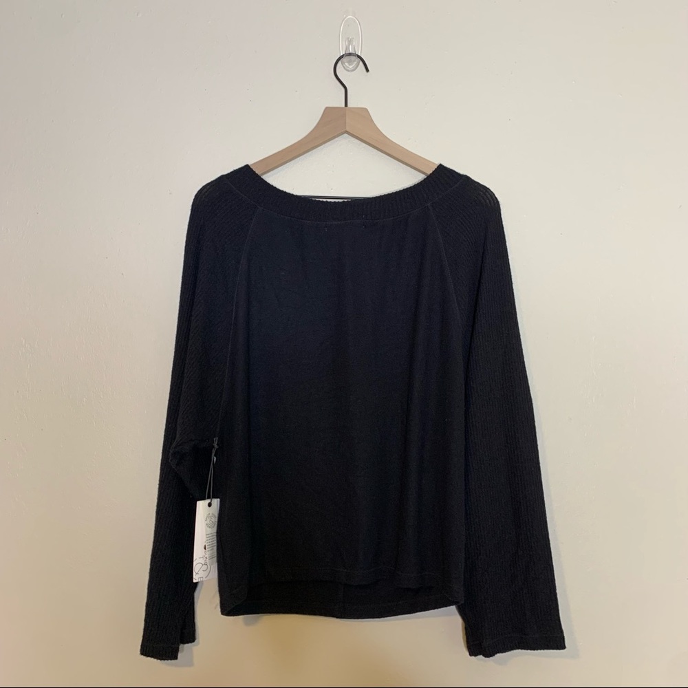 NWT Treasure & Bond Black Ribbed Knit Long Raglan Sleeve Top Small - Picture 4 of 12